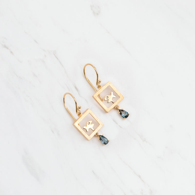 Fish and Topaz Earrings