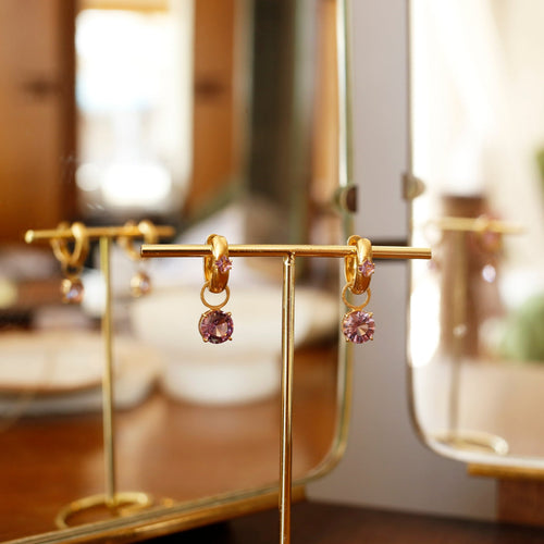 Hoops Mediam Carre Amethyst