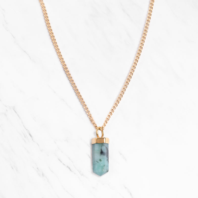 Emerald Crystal Pendant | Balance Hexagonal Amulet