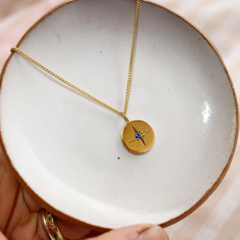 Twinkle Blue Sapphire Coin Necklace