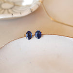 Oval Blue Sapphire Stud Earrings
