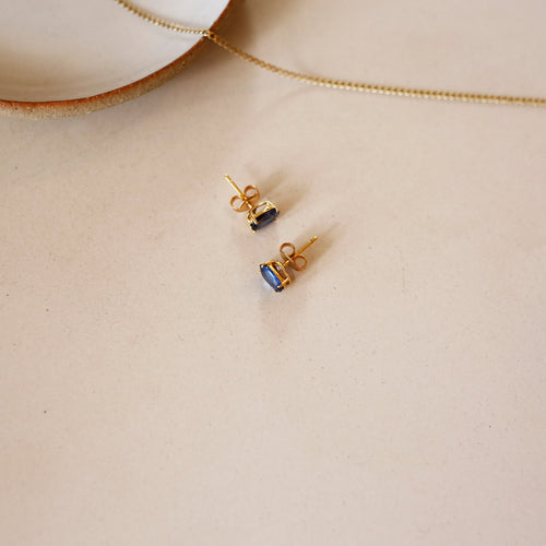 Oval Blue Sapphire Stud Earrings