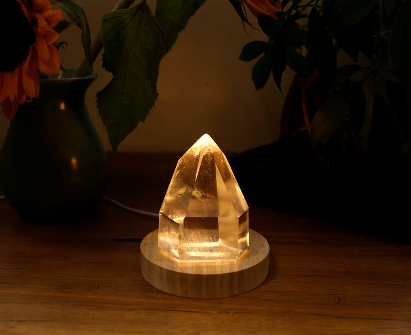 Genuine Clear Quartz Lamp With Moss inclusions