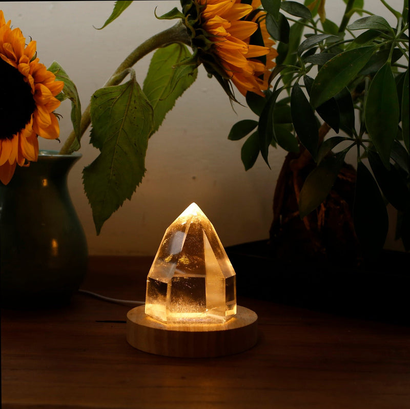 Genuine Clear Quartz Lamp With Moss inclusions