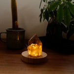 Smoky quartz and druzy lamp