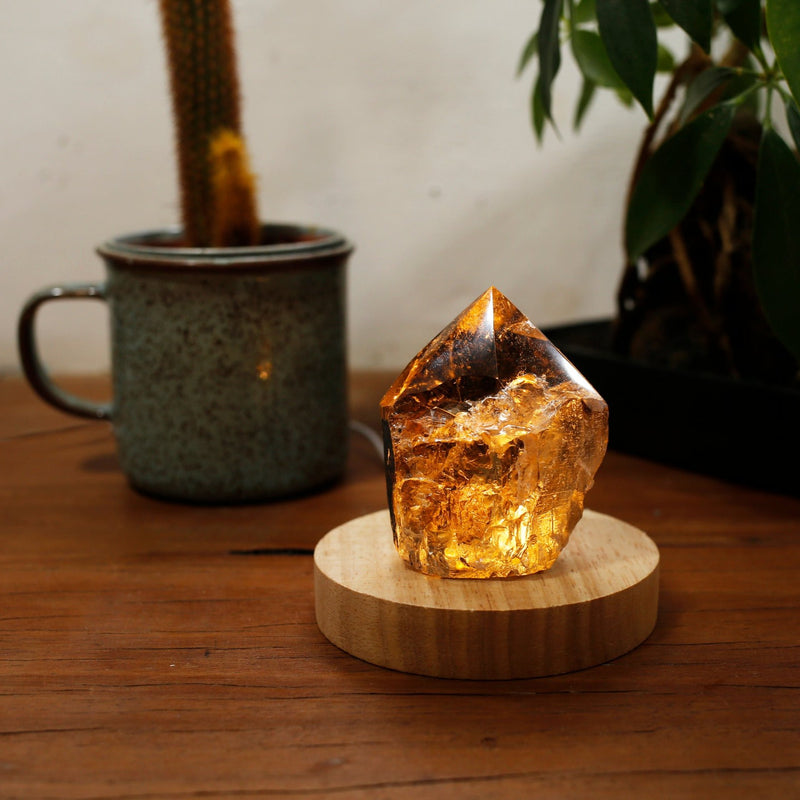 Smoky Quartz Half Polished Half Raw Lamp