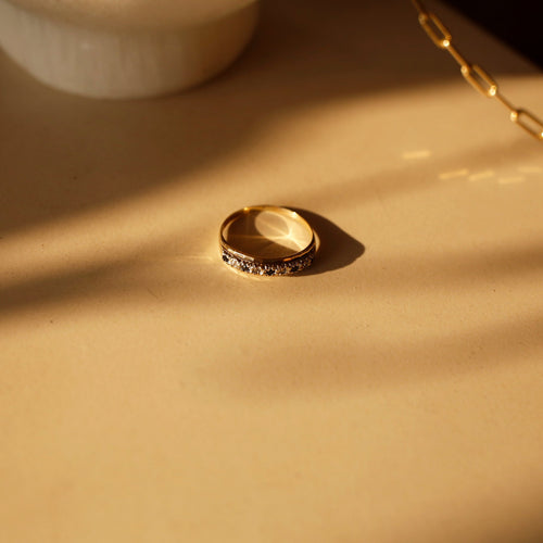 Five Blue Sapphires & Five Diamonds Ring