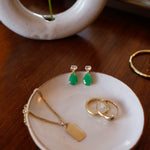 Jade | Quartz|Diamond Gold Studs