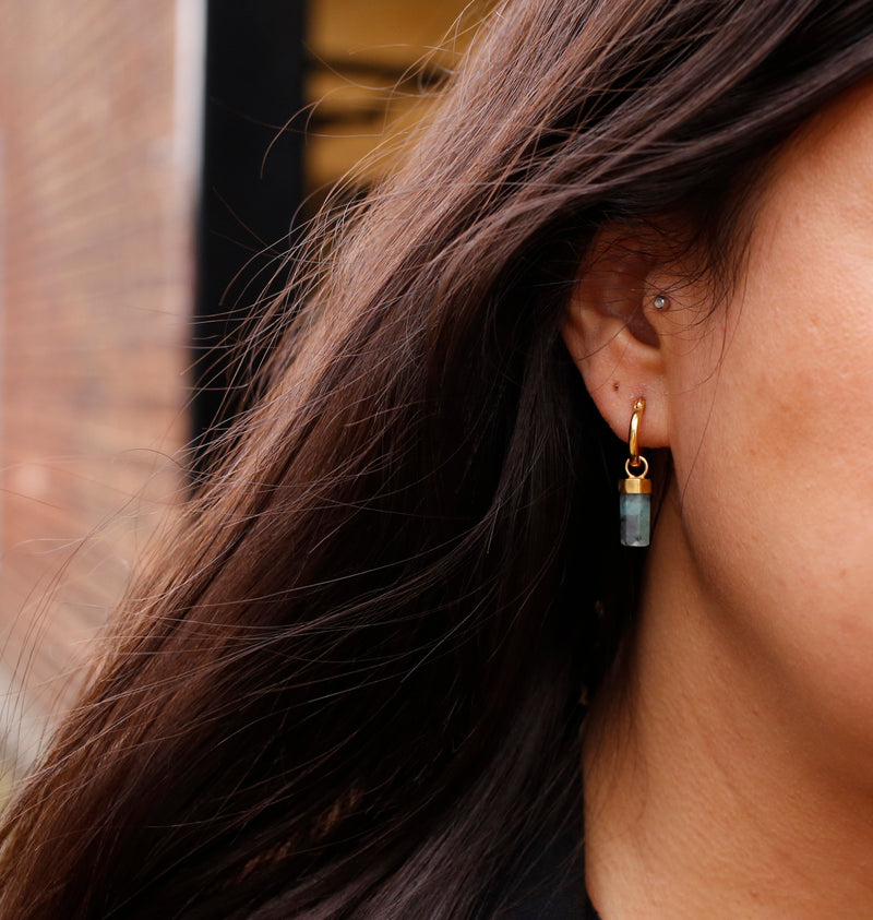 Crystal Hoops | Emerald