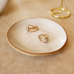 Gold Double Oval Hoop Earrings with White Gold Sphere Accent