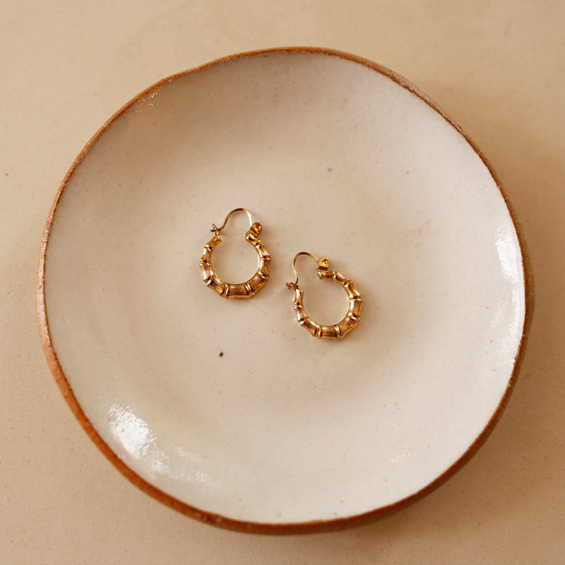 Bamboo Gold Hoop Earrings