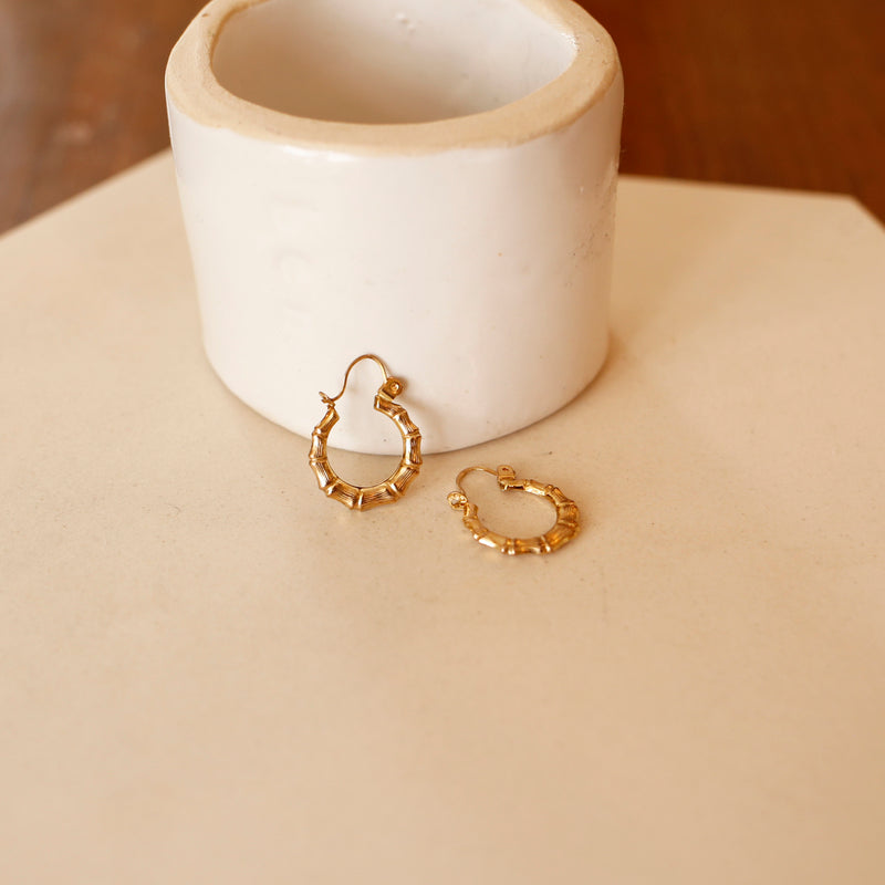 Bamboo Gold Hoop Earrings