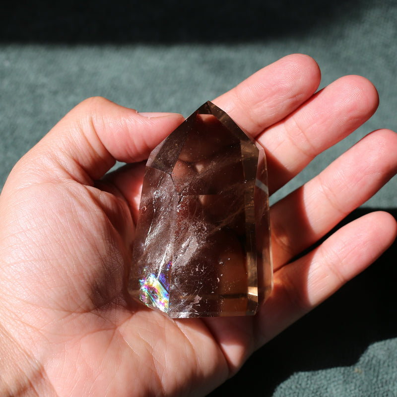 Smoky Quartz with Phantom Rainbow  Inclusions and Lamp