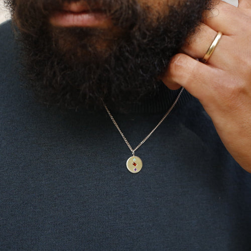 Trio Gemstone Coin Necklace