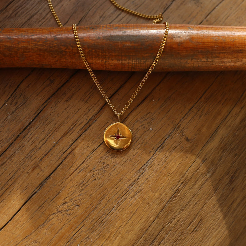 Twinkle Star Ruby Coin Necklace