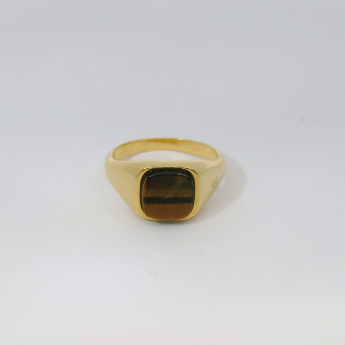 Engraving image for Tiger's Eye | Signet Square Ring - front