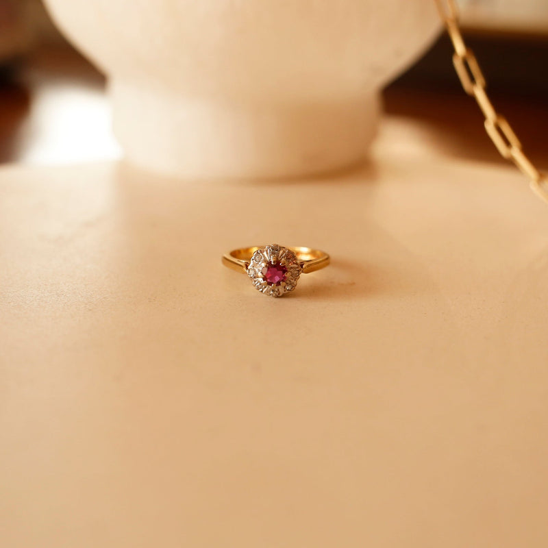 Ruby&Diamonds Cluster Ring