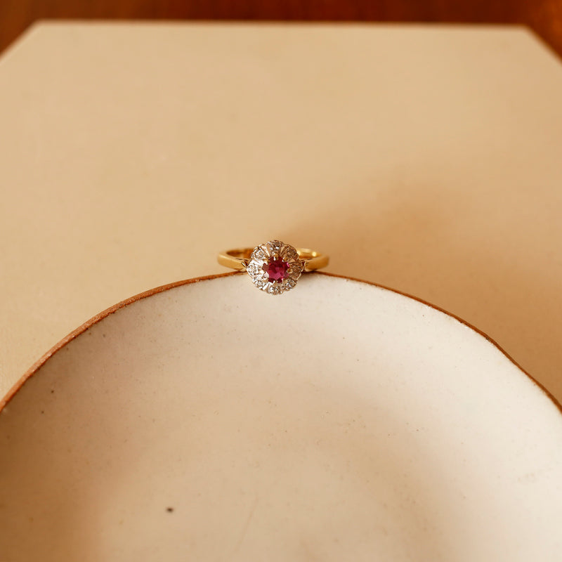 Ruby&Diamonds Cluster Ring