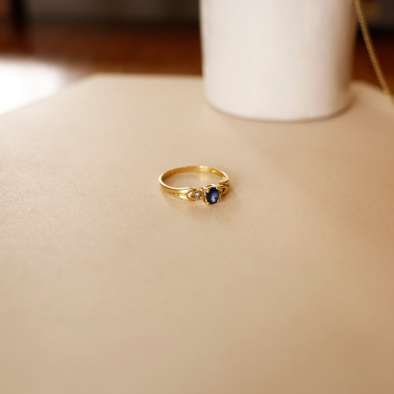 Blue Sapphire & Diamonds Ring