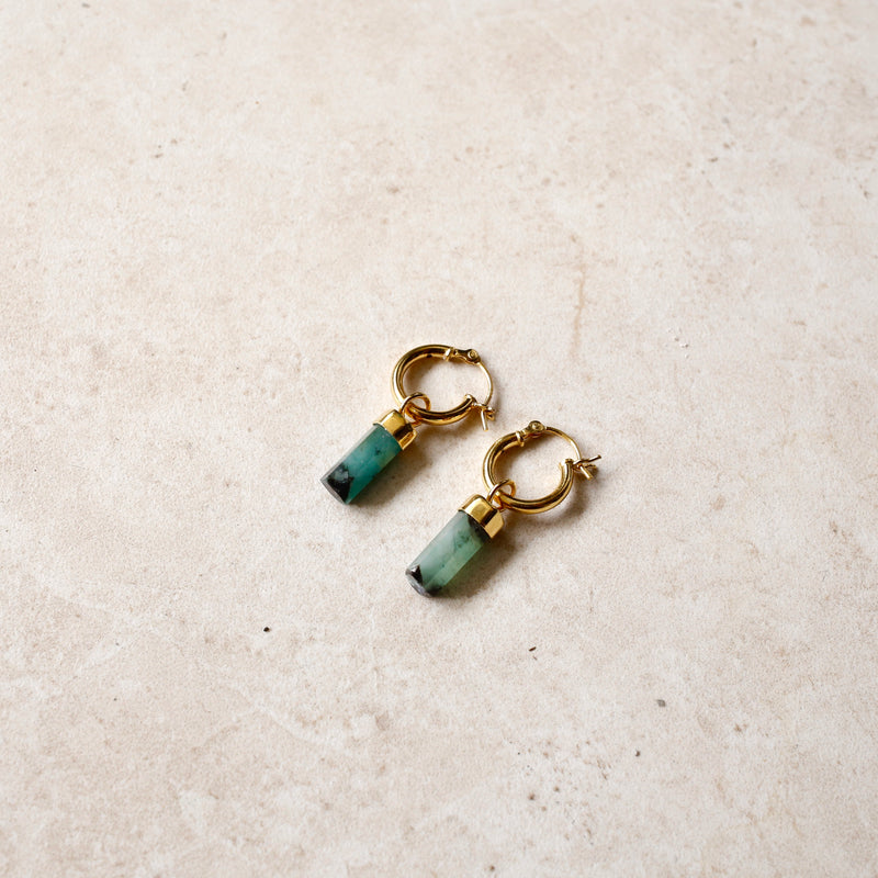 Crystal Hoops | Emerald