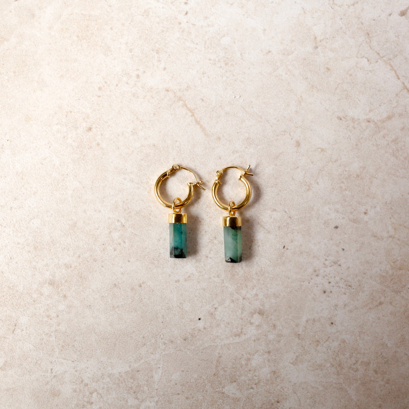 Crystal Hoops | Emerald