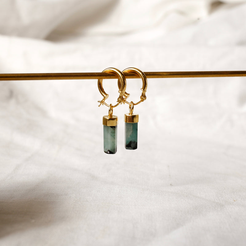 Crystal Hoops | Emerald