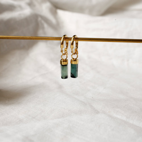 Crystal Hoops | Emerald