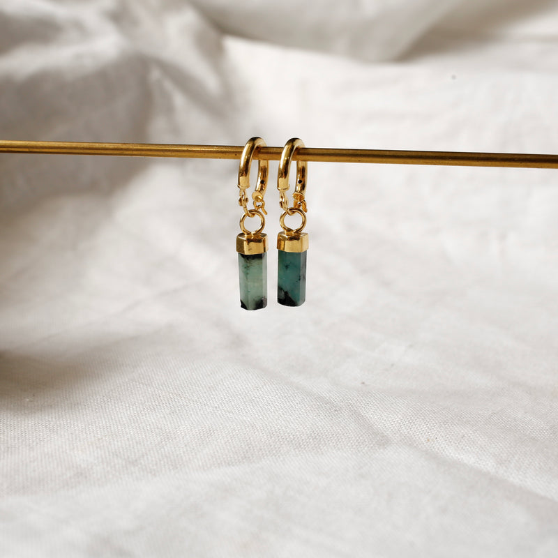 Crystal Hoops | Emerald