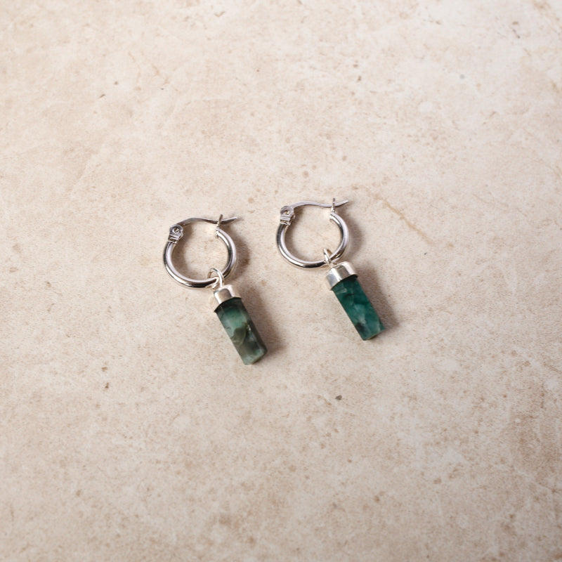 Crystal Hoops | Emerald