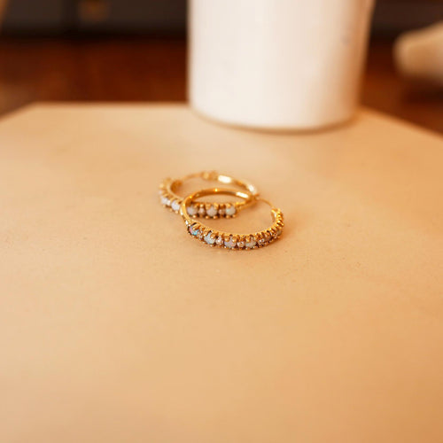 Opal & Diamond Hoop Earrings