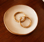 Vintage 9ct Gold Leaf-Engraved Hoop Earrings