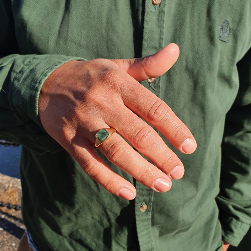 Emerald Signet Square Ring – Beho Studio - Main Image