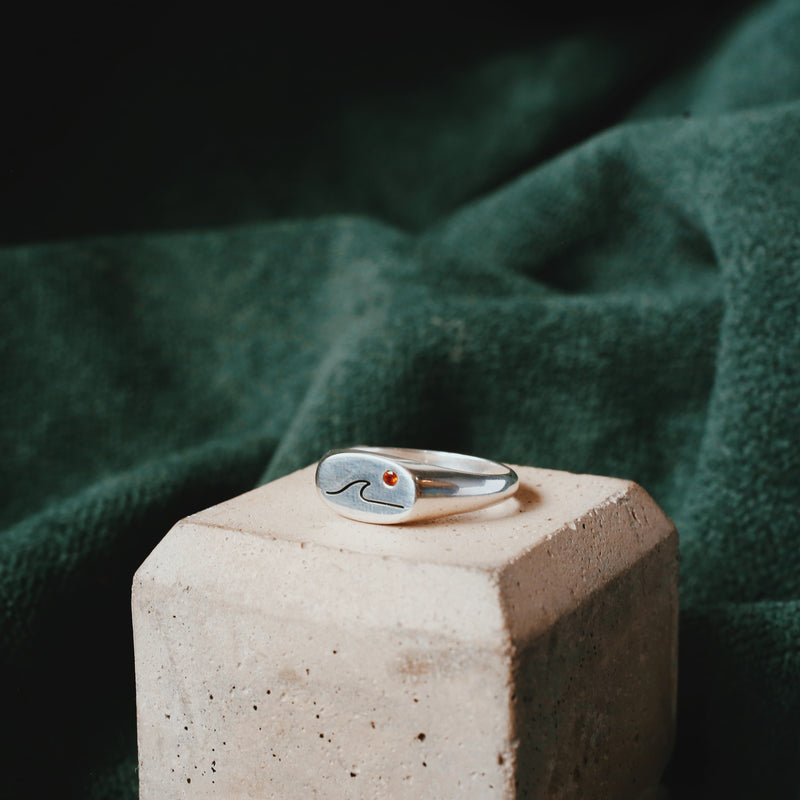 Wave and Citrine Signet Ring