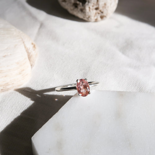 Oval Light  Pink Tourmaline & Sterling Silver Ring