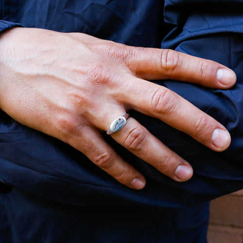Wave and Fire Opal Signet Ring
