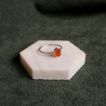 Fire Opal Minimal Ring|Sterling Silver & Gold Vermeil