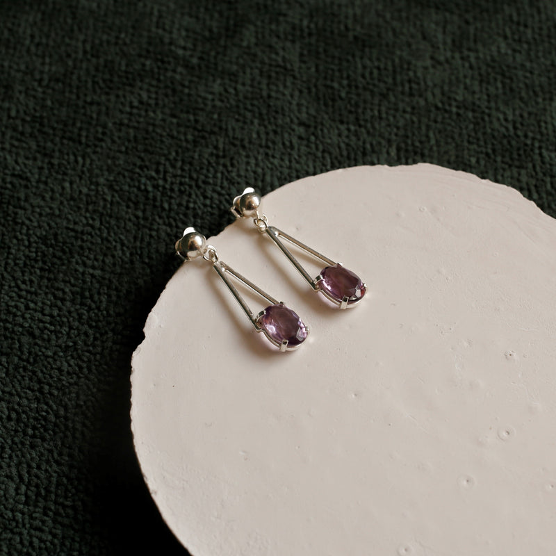 Amethyst Dangle Studs Earrings