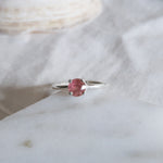 Round Pink Tourmaline & Sterling Silver Ring