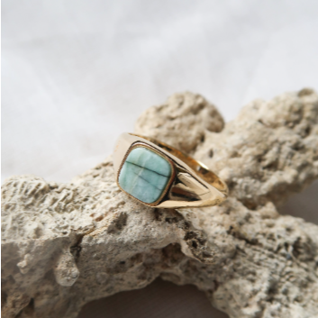 Emerald Signet Square Ring Beho Studio