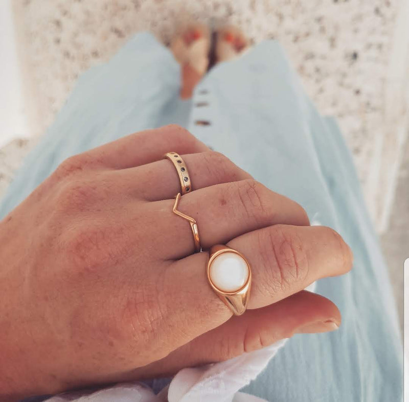 Pink Mother of Pearl | Signet Round Ring